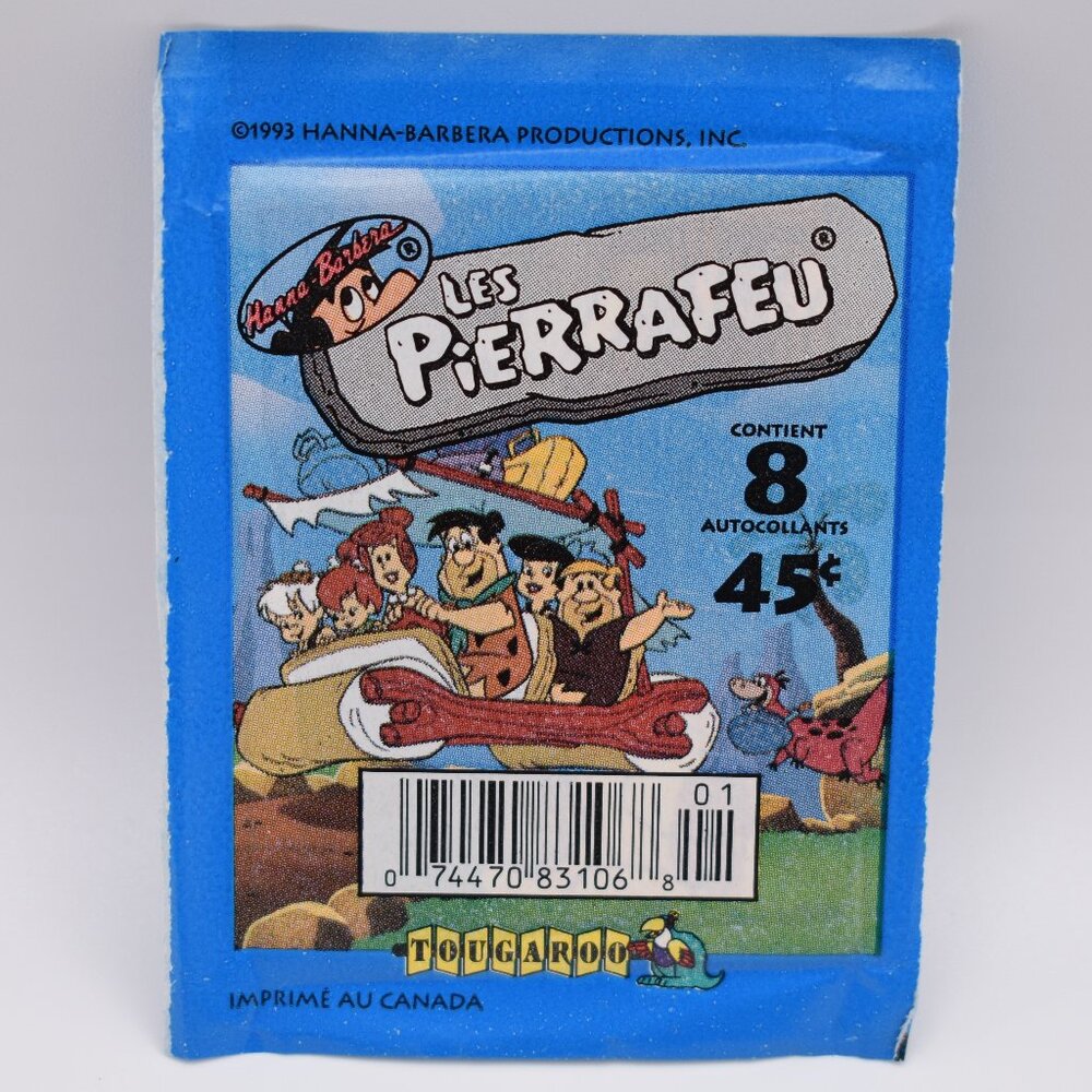 8x The Flintstones 8 Collectable Stickers Pack Tougaroo Vintage English/French - Picture 3 of 10